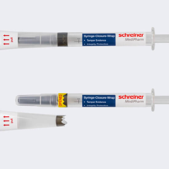 Syringe-Closure-Wrap schützt die Integrität der Spritze und zeigt deren Erstöffnung irreversibel an.