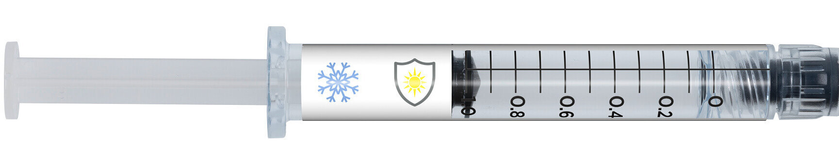 Freeze-Light-Protect 1 protects the API in the syringe against UV light.
