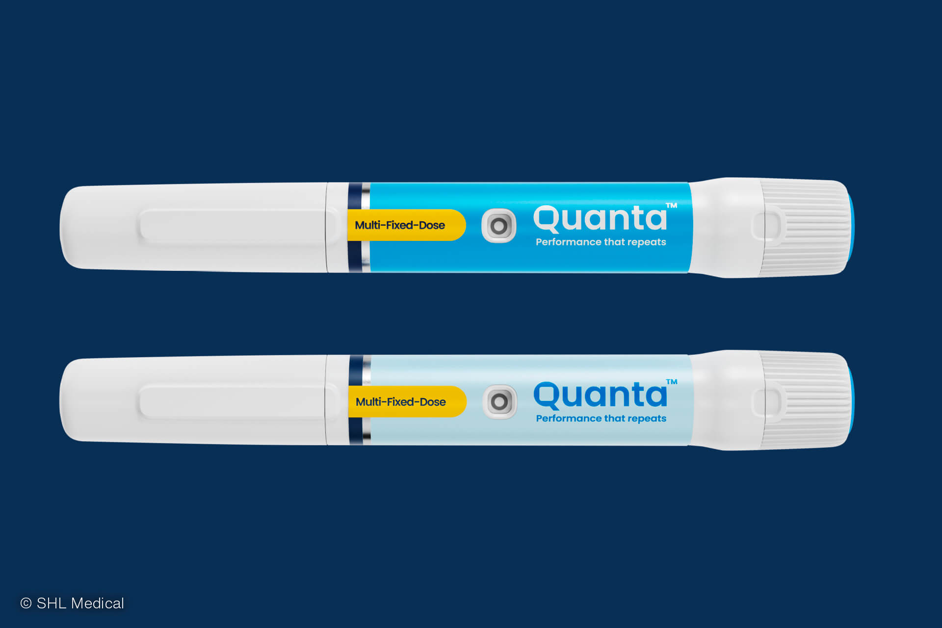 Der Quanta™-Pen von SHL Medical zur Gewichtsregulierung wird durch ein Spezial-Label von Schreiner MediPharm funktional und digital erweitert.