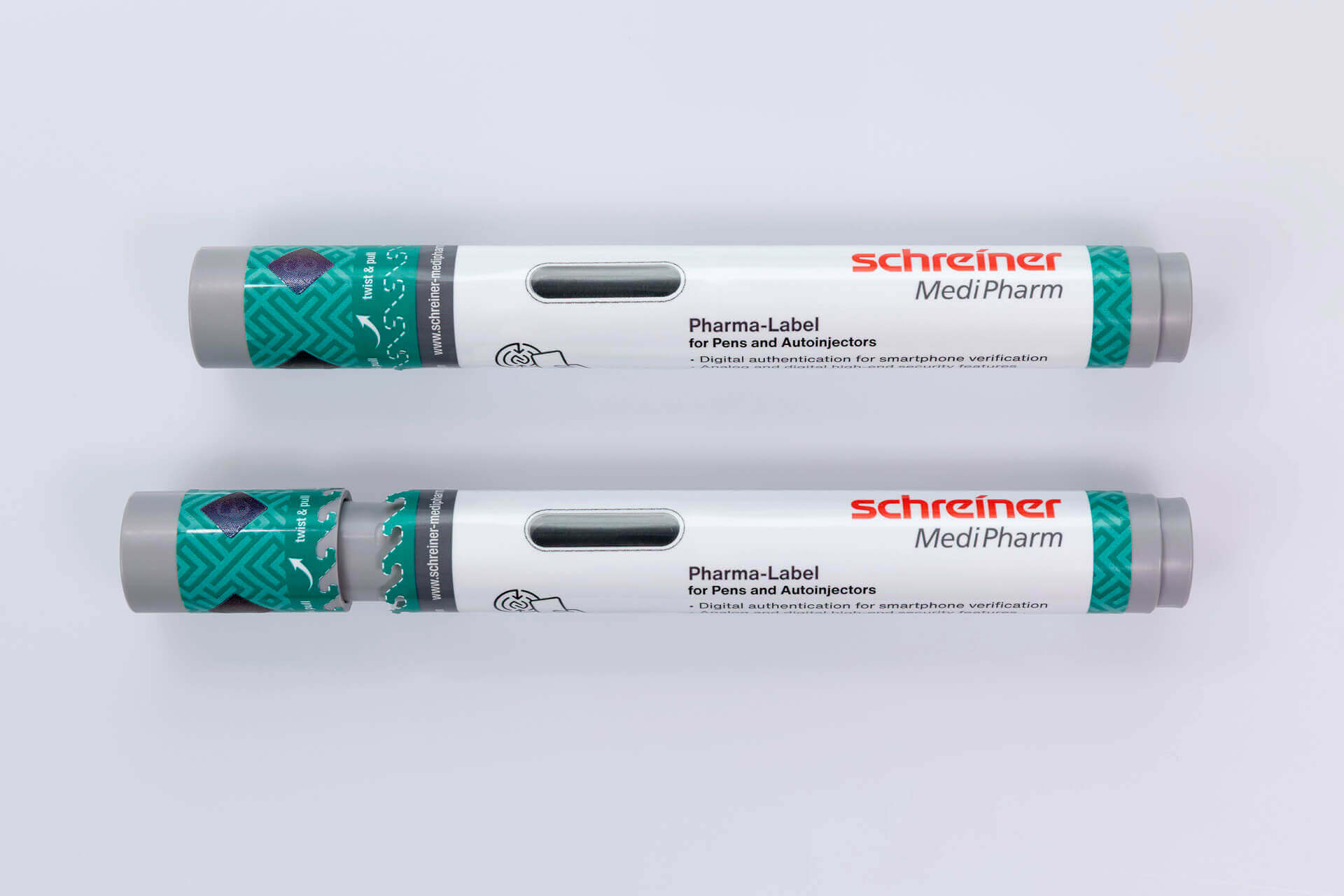 schreiner-medipharm-visibly-safe-user-friendly Das multifunktionale Label für Pens und Autoinjektoren zeigt die Erstöffnung eindeutig an und unterstützt den Schutz vor Manipulation und Wiederverwendung.